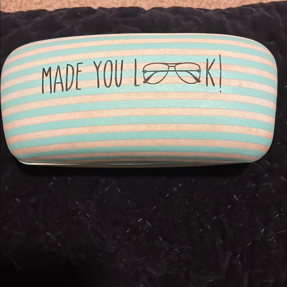 Pre loved Hard Candy Turquoise and White Striped Eyeglass Case